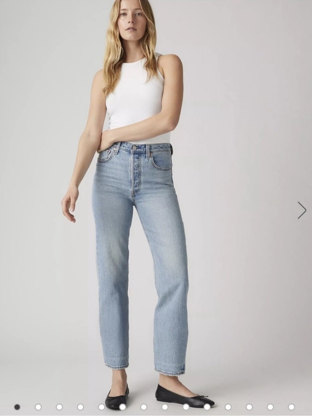 Levi’s Ribcage Straight Ankle Jeans Size 28 Light Wash High Rise Button Fly